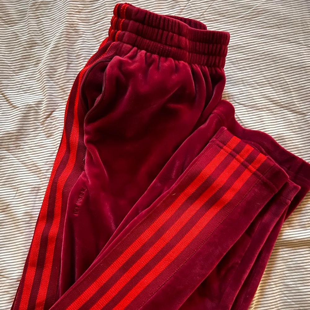 Adidas x Ivy Park Burgundy Velour Track Pants